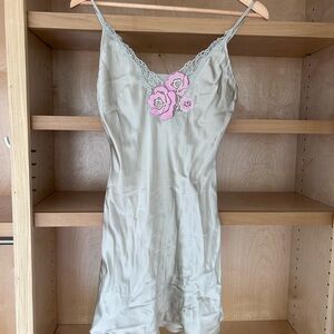 Elegant pistachio Lace Slip Dress